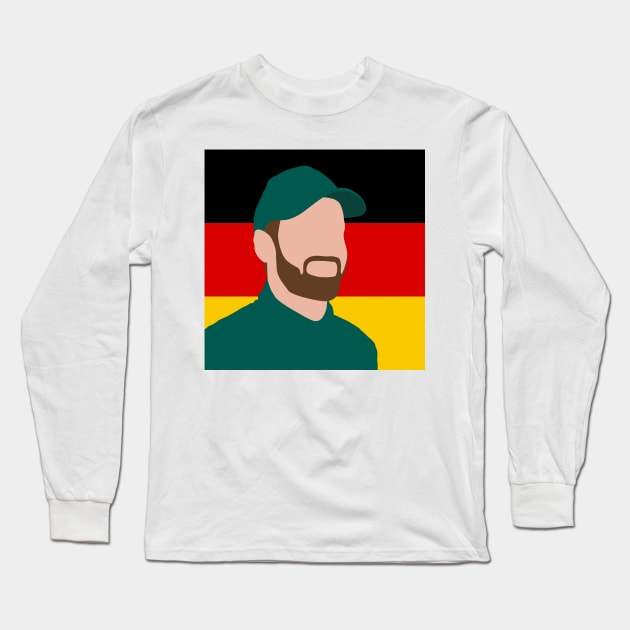 Sebastian Vettel Face Art - Flag Edition Long Sleeve T-Shirt by GreazyL